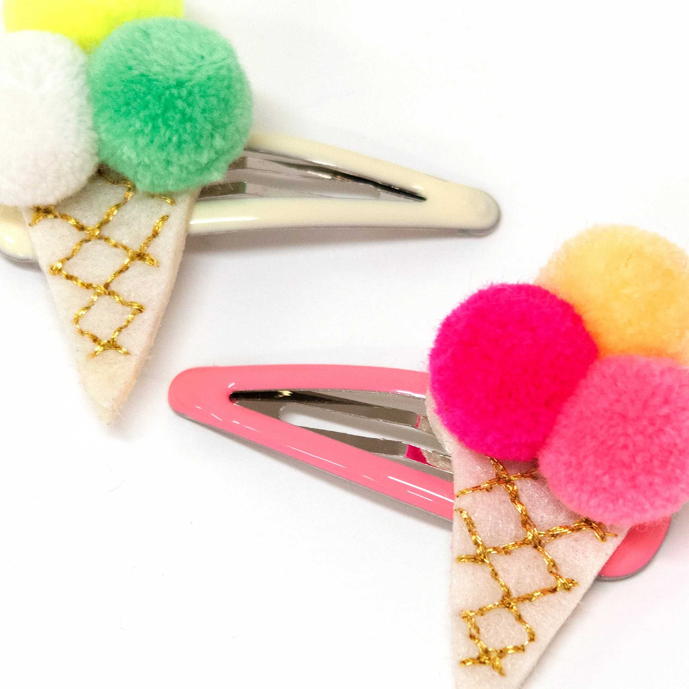 Pompom Ice Cream Hair Clips (x 2) - Image 3