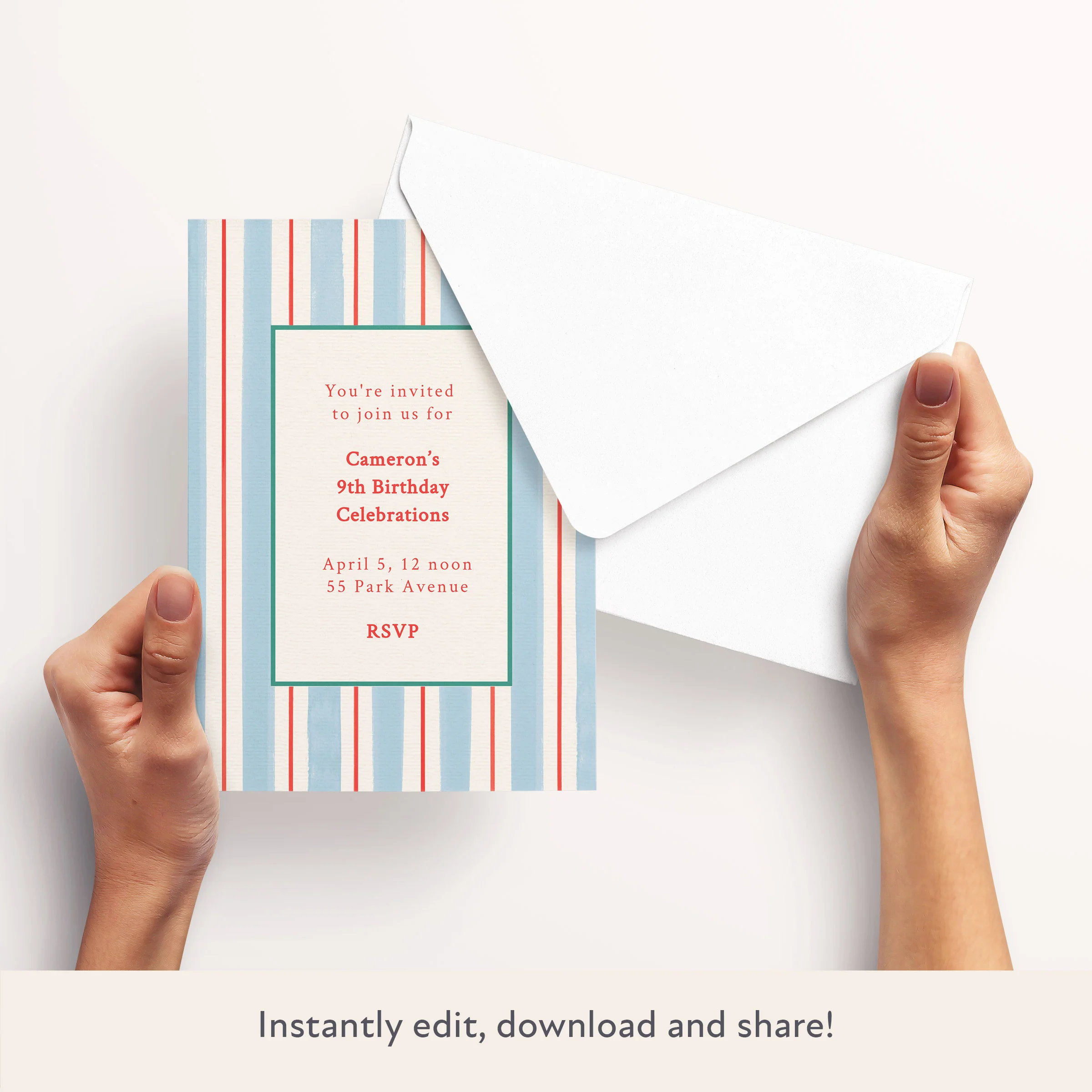 Preppy Stripe Download & Print Invitation - Image 3