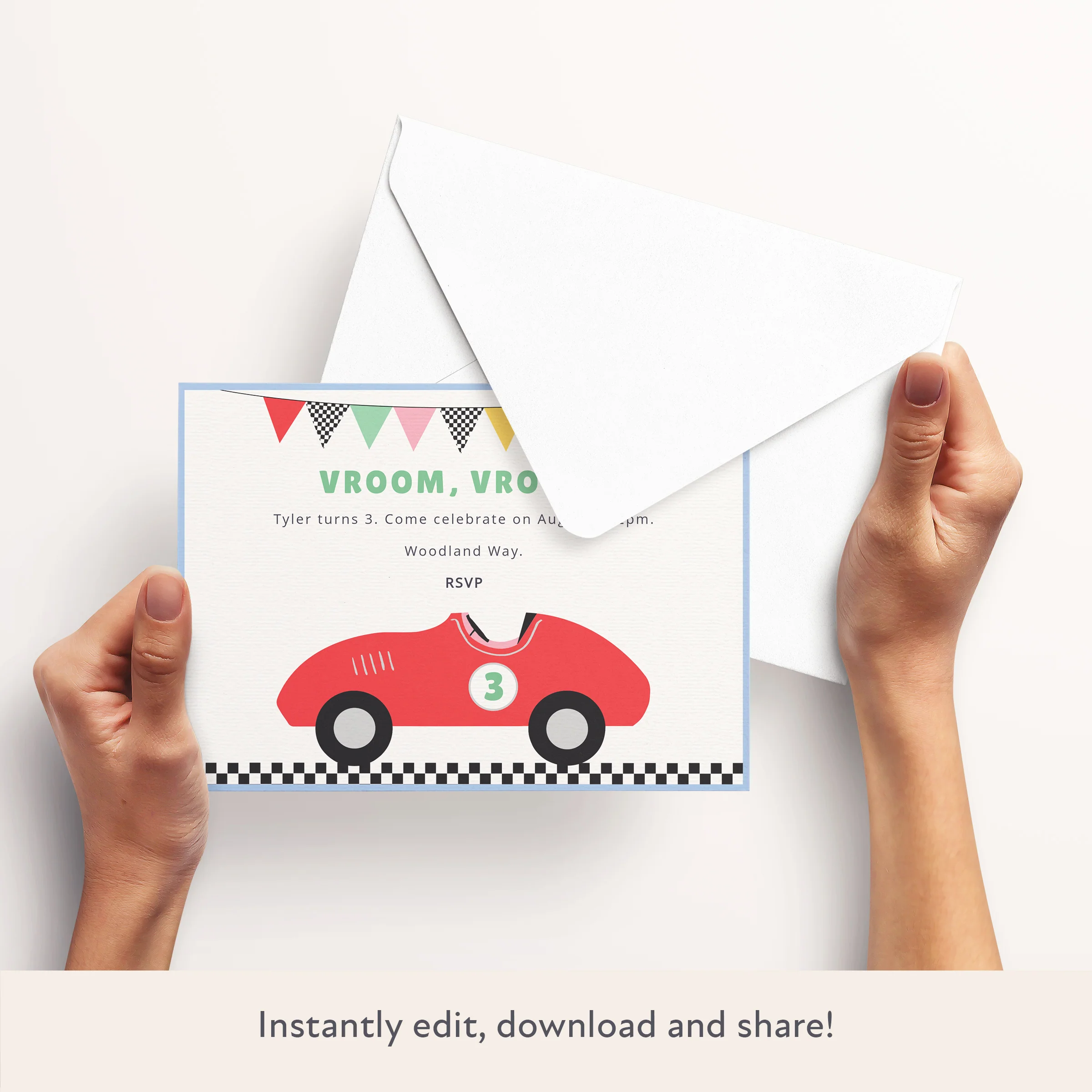 Race Car Download & Print Invitation - Image 3