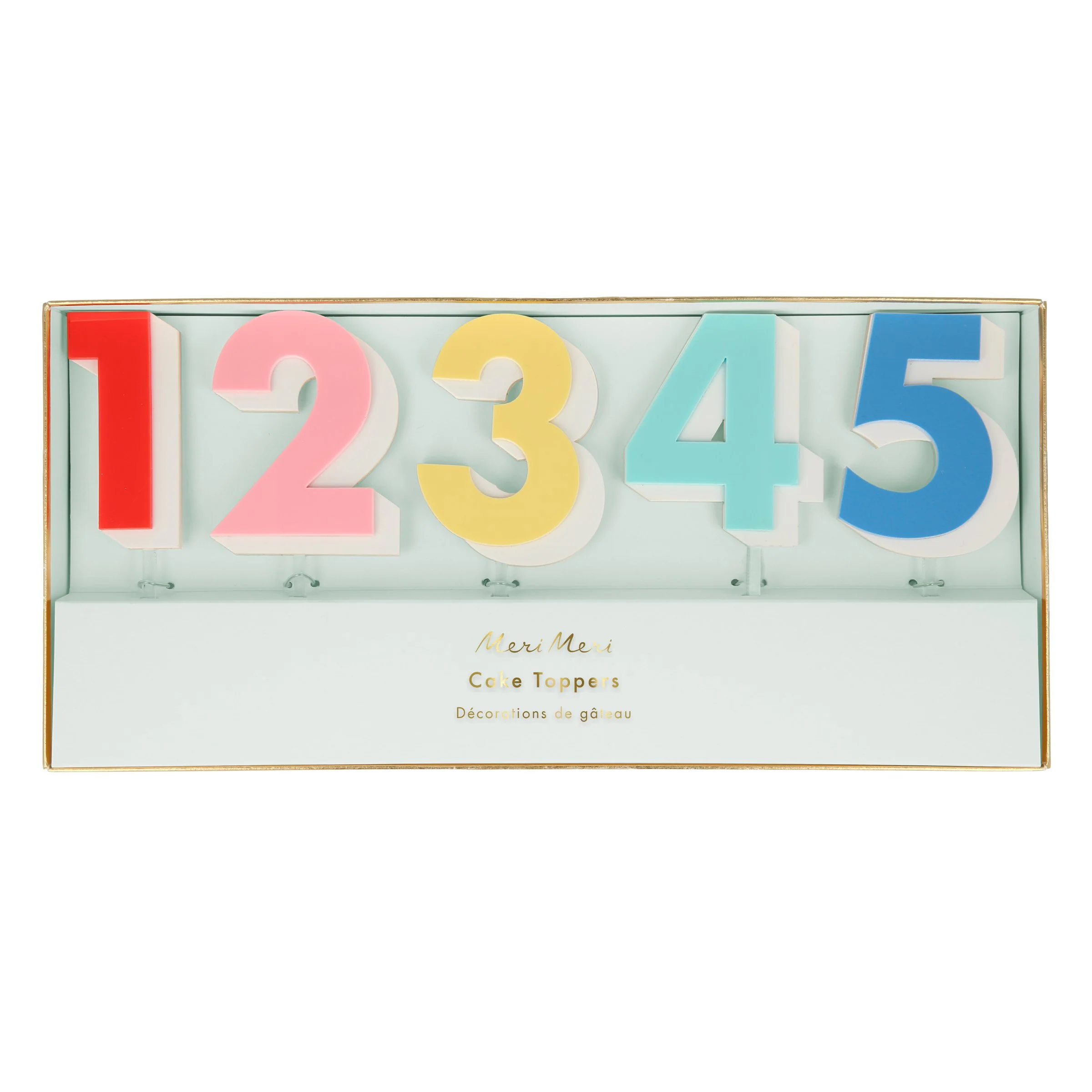 Rainbow Number Acrylic Toppers (x 10)