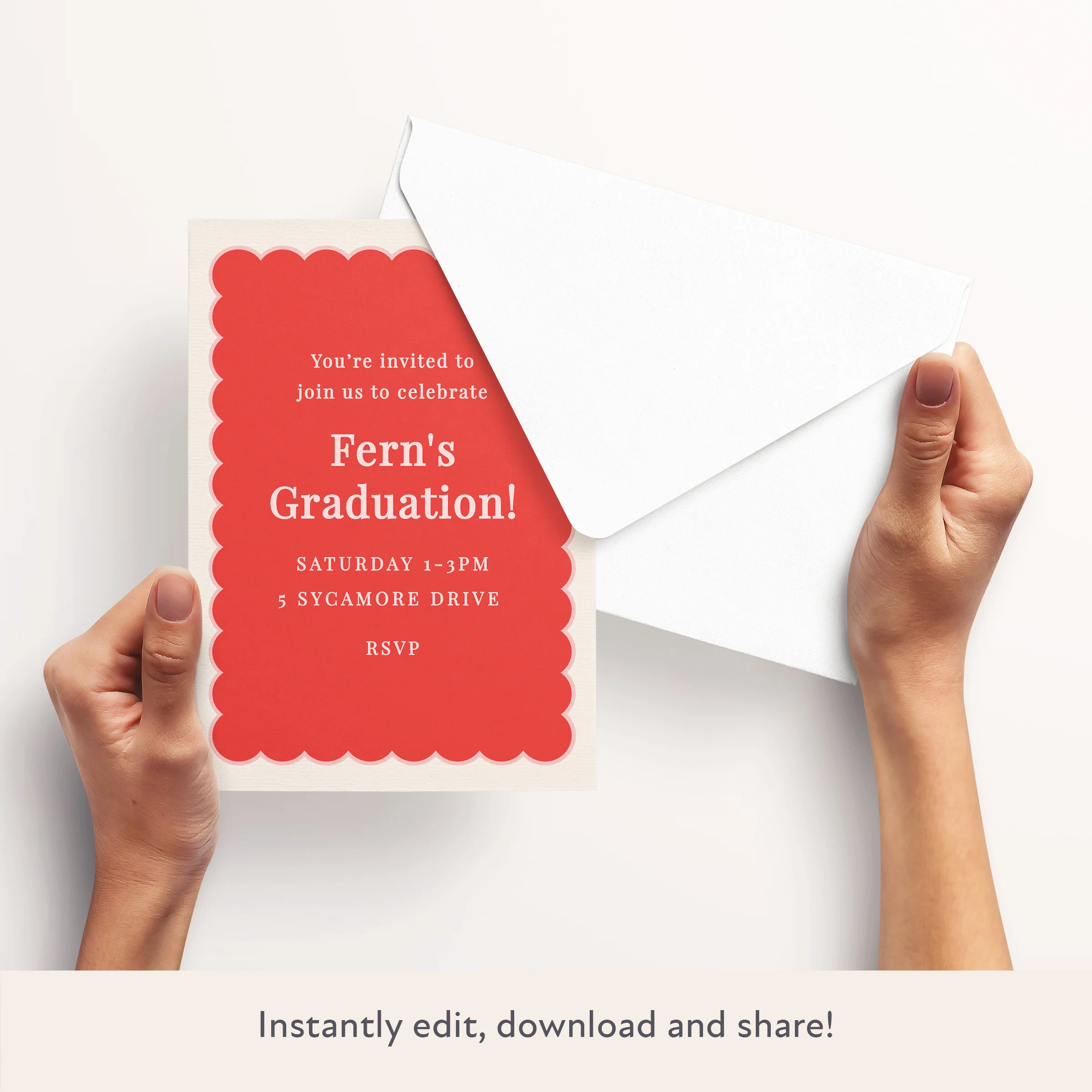 Red Scallop Download & Print Invitation - Image 3