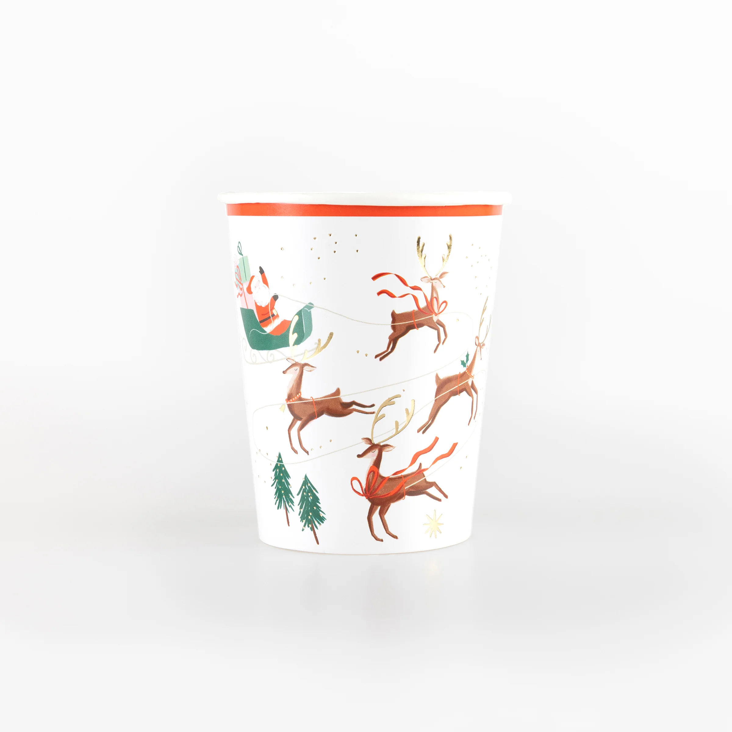 Santa, Sleigh & Reindeer Cups (x 8)