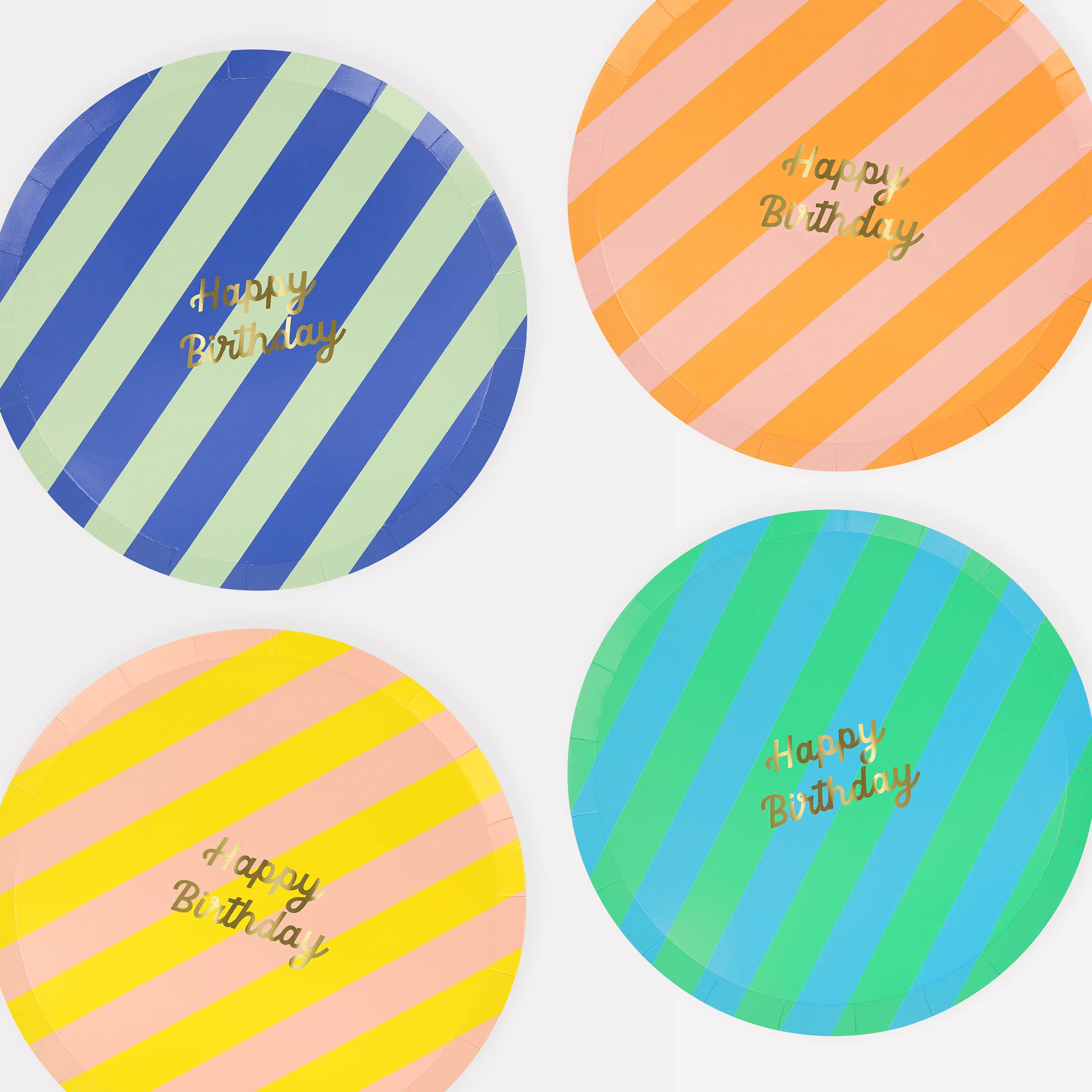 Stripe Happy Birthday Side Plates (x 8)
