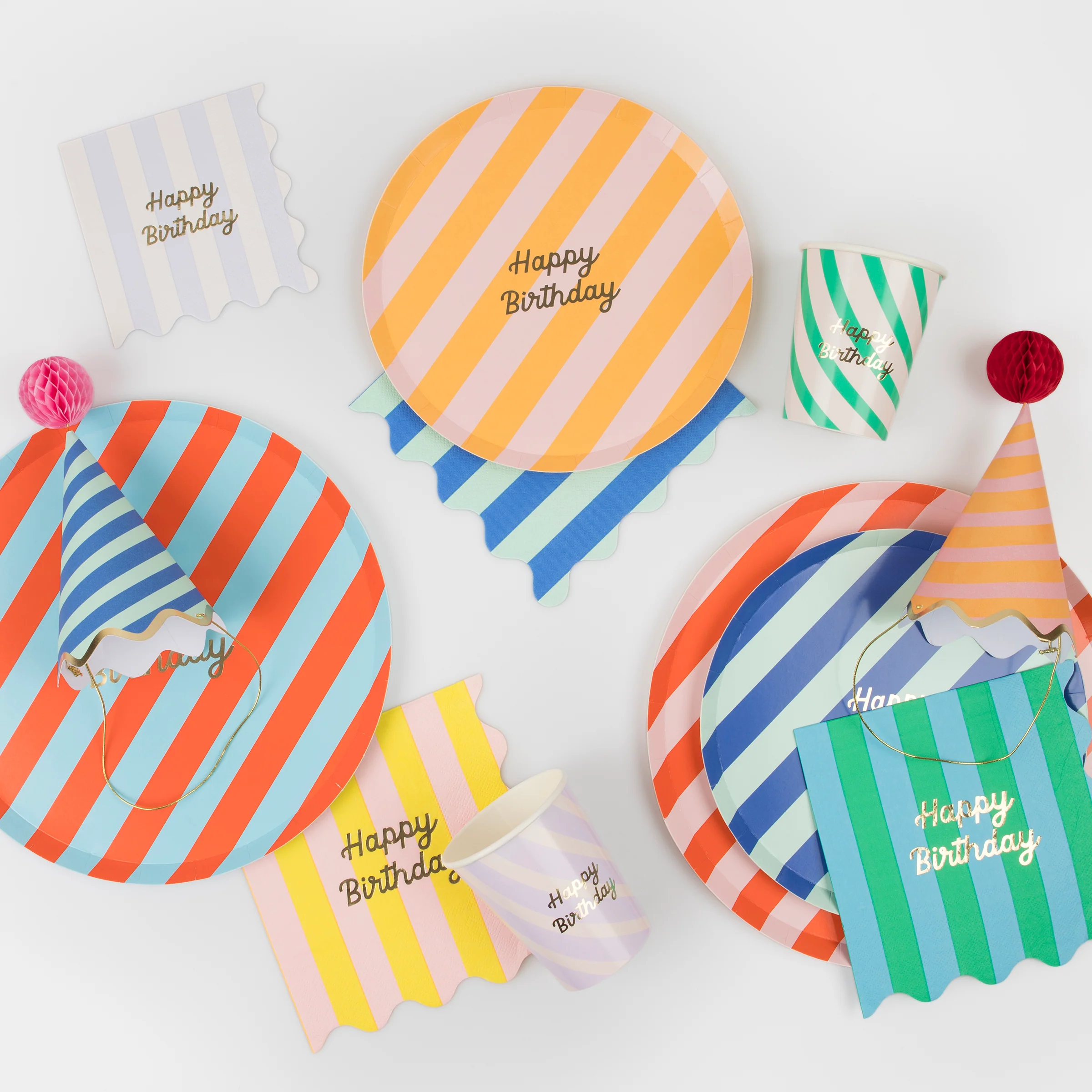 Stripe Happy Birthday Small Napkins (x 16) - Image 3