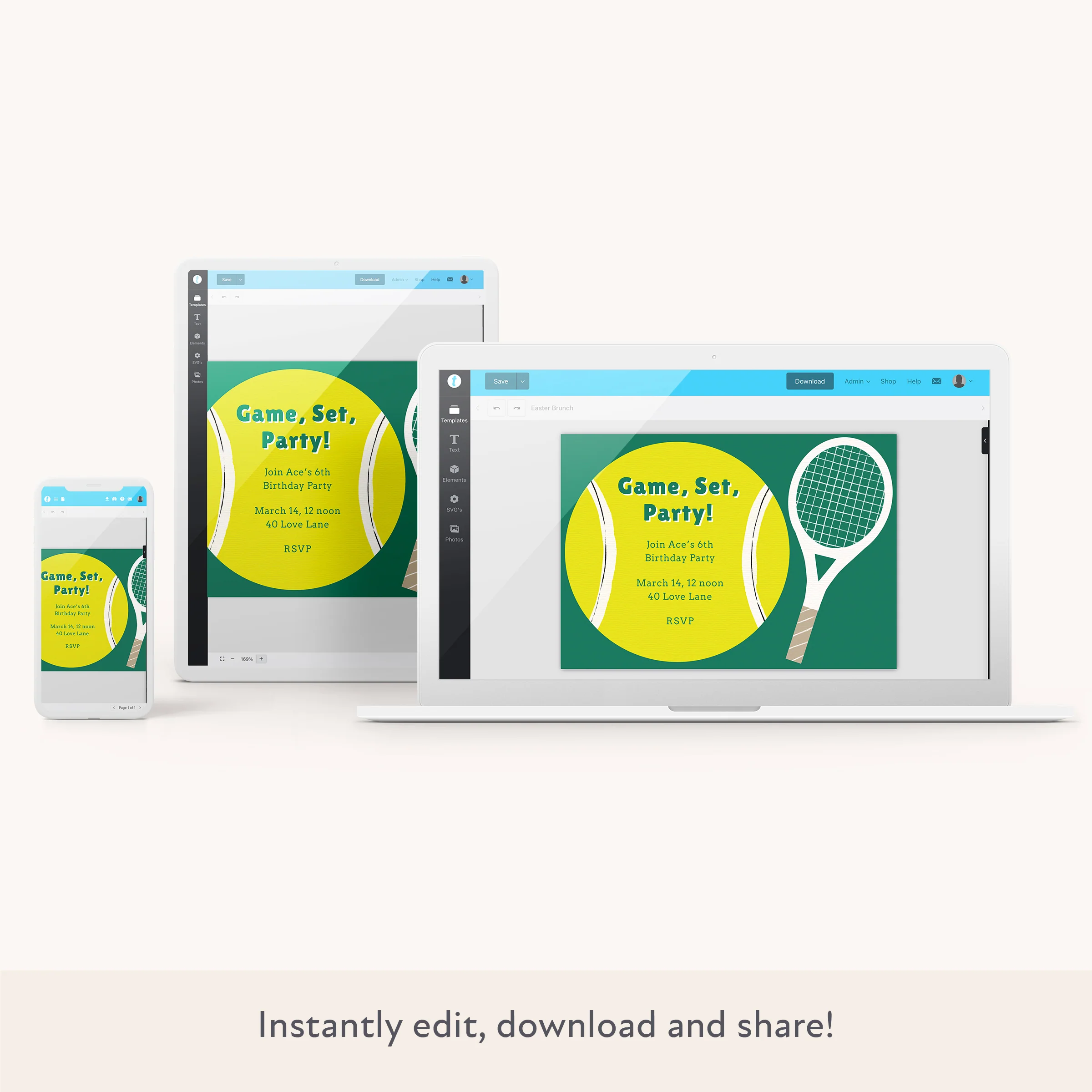 Tennis Download & Print Invitation - Image 2