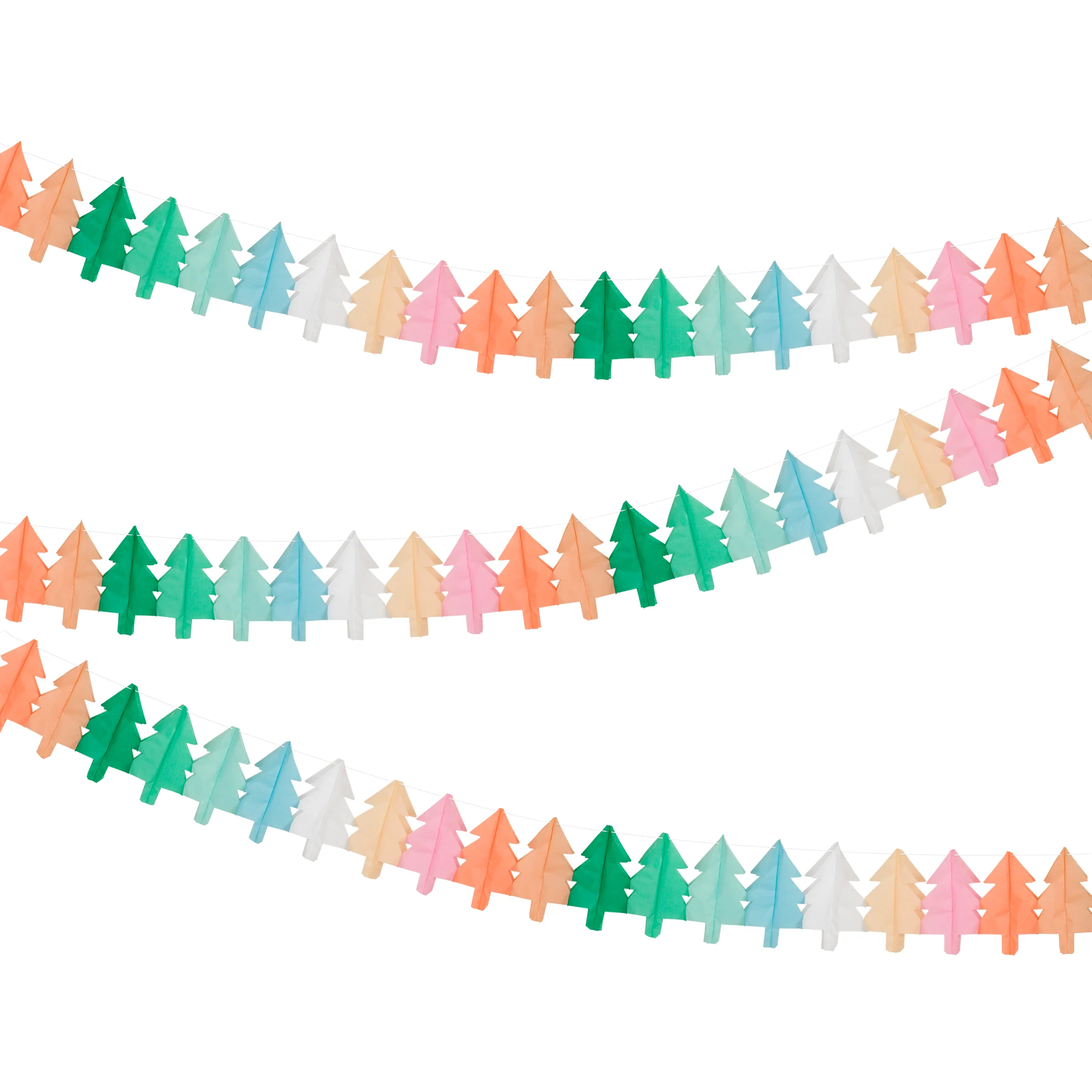 Tissue Paper Christmas Tree Garland Set - Image 4