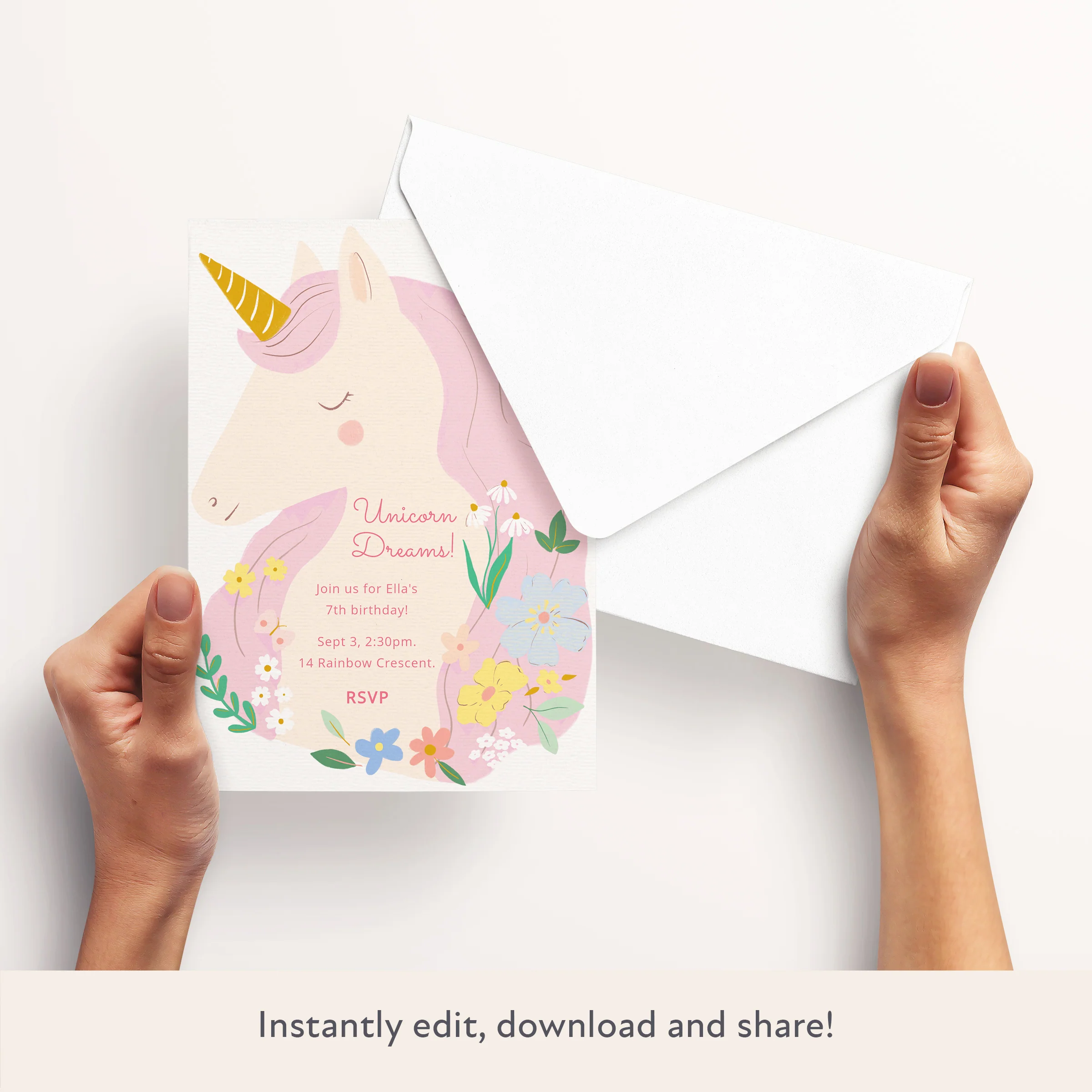 Unicorns Download & Print Invitation - Image 3