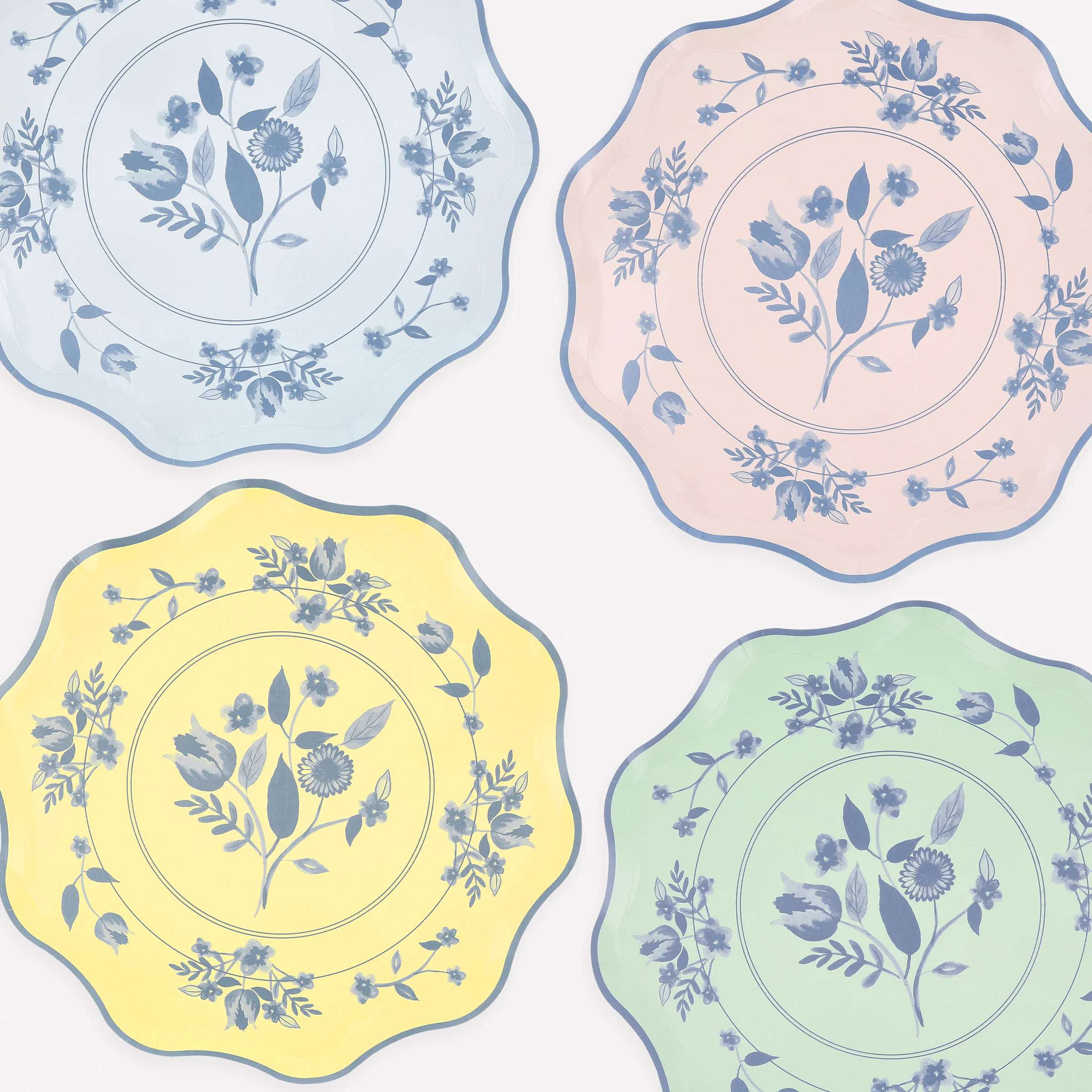 Vintage Botanical Dinner Plates (x 8)