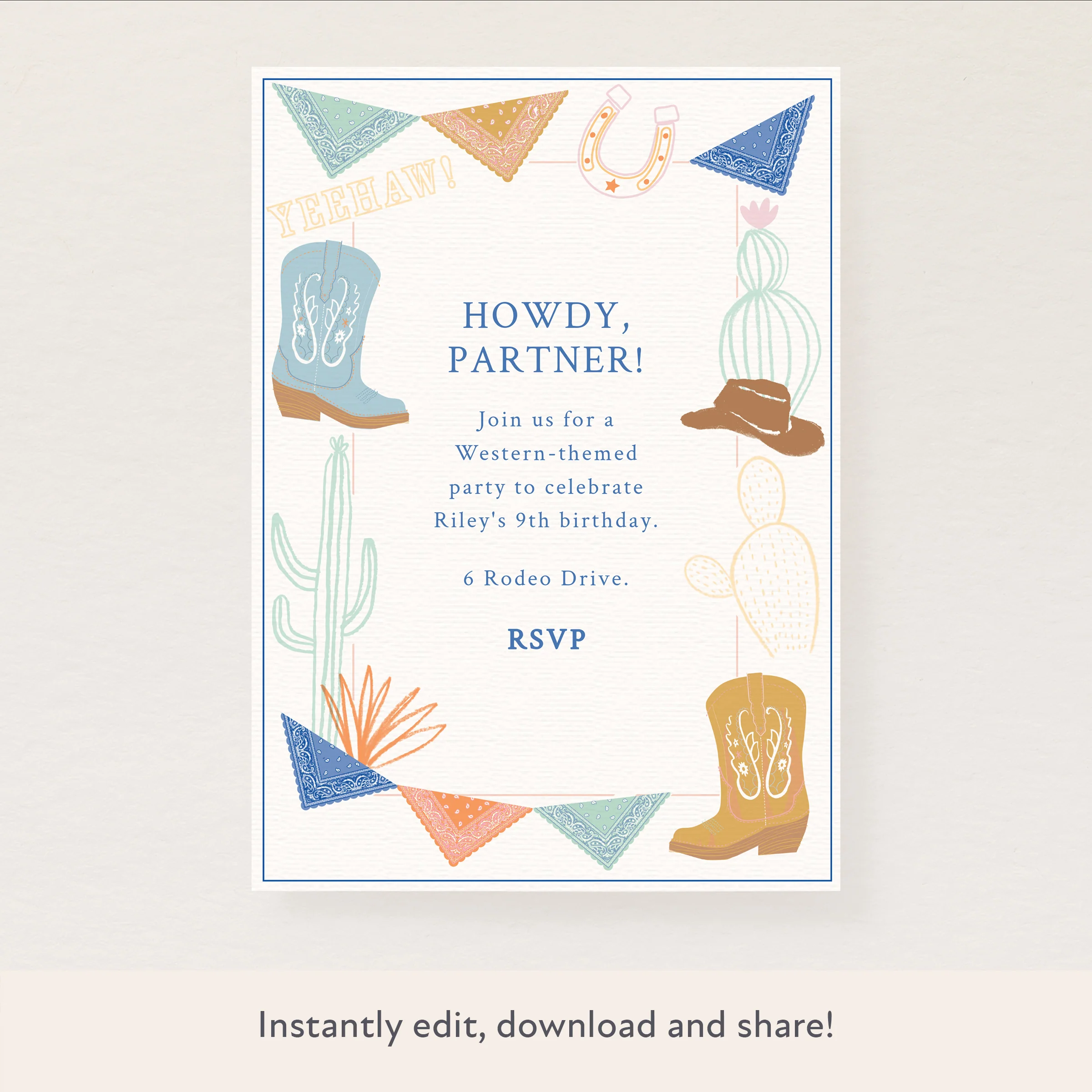 Western Download & Print Invitation