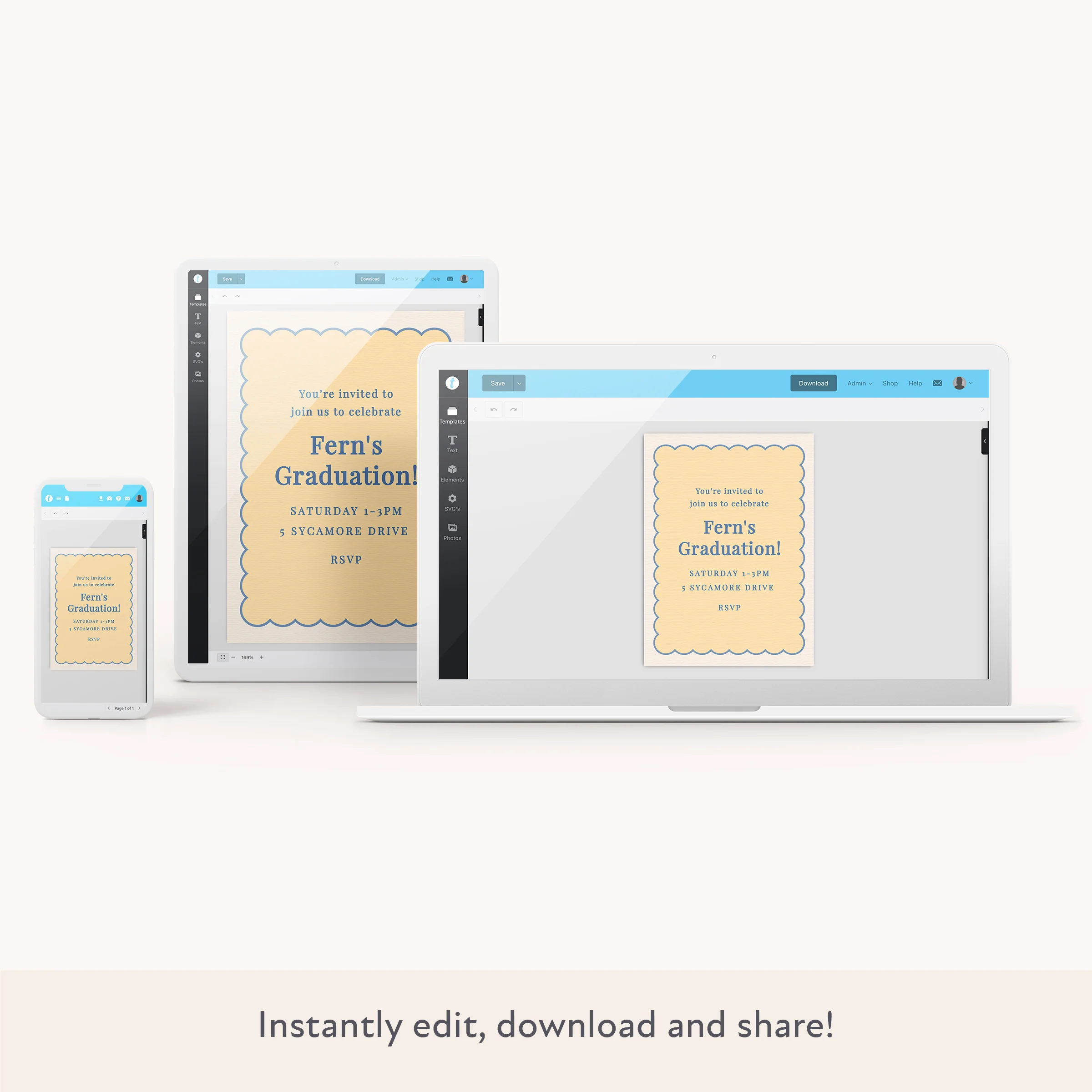 Yellow Scallop Download & Print Invitation - Image 2