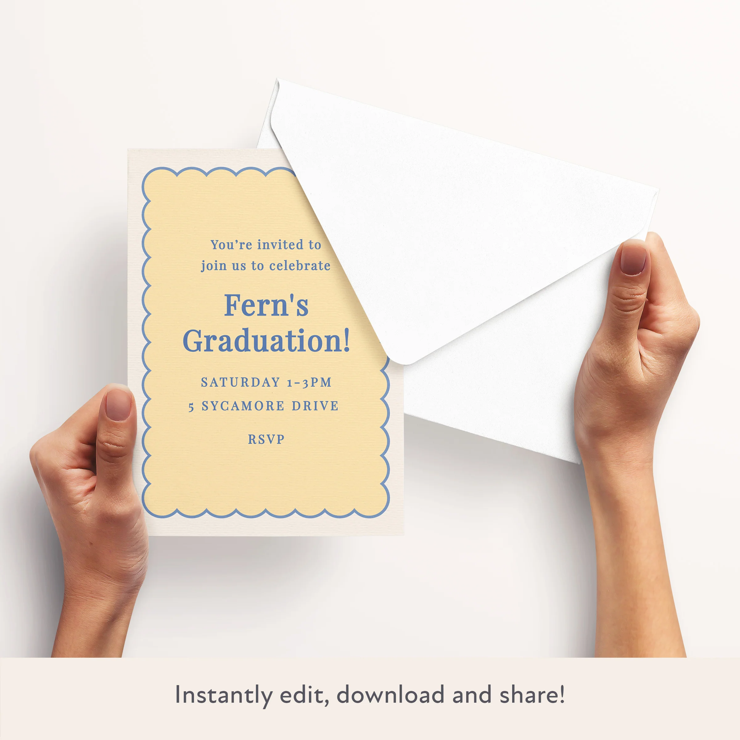 Yellow Scallop Download & Print Invitation - Image 3